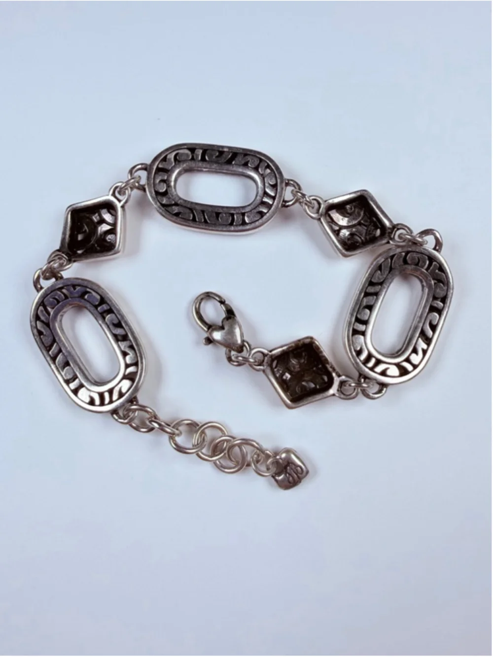 Brighton Filigree Deco Scroll Oval Link Medallion 17MM Retired Chunky Bracelet